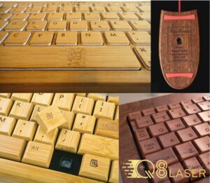 Khắc tên logo hình ảnh lên chuột gỗ bàn phím