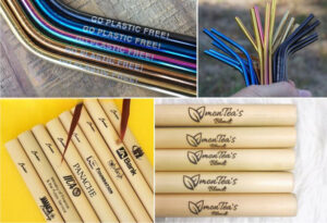 Khắc laser lên ống hút gỗ tre nứa, ống hút inox nhựa