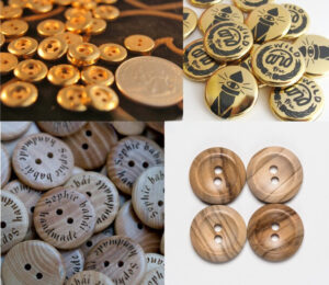 Khắc laser nút áo, cúc áo, cúc quần đục lỗ theo yêu cầu